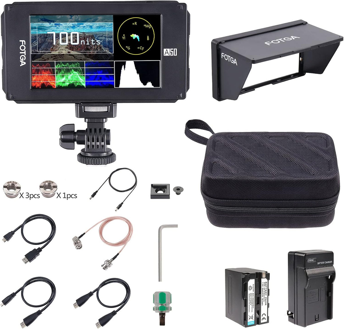 5inch Touchscreen Camera Field Monitor with HDMI 4K In/Out, Carry Case B80408