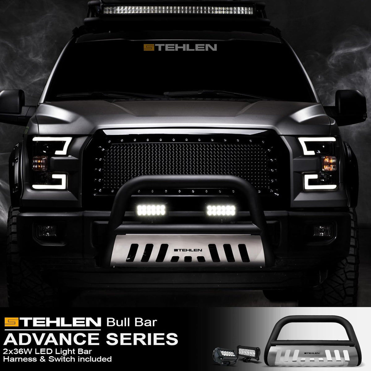 Polished Stainless Steel Bull Bar with LED Light Bars X7341