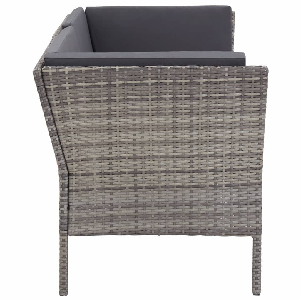 6 Piece Outdoor Conversation Set Gray Poly Rattan Patio Sectional Set W34881