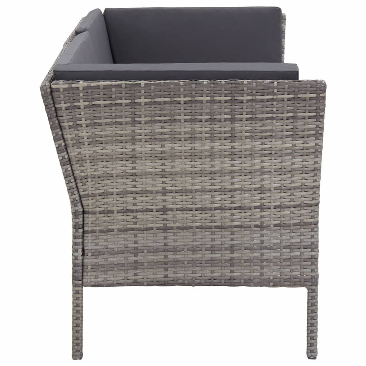 6 Piece Outdoor Conversation Set Gray Poly Rattan Patio Sectional Set W34881