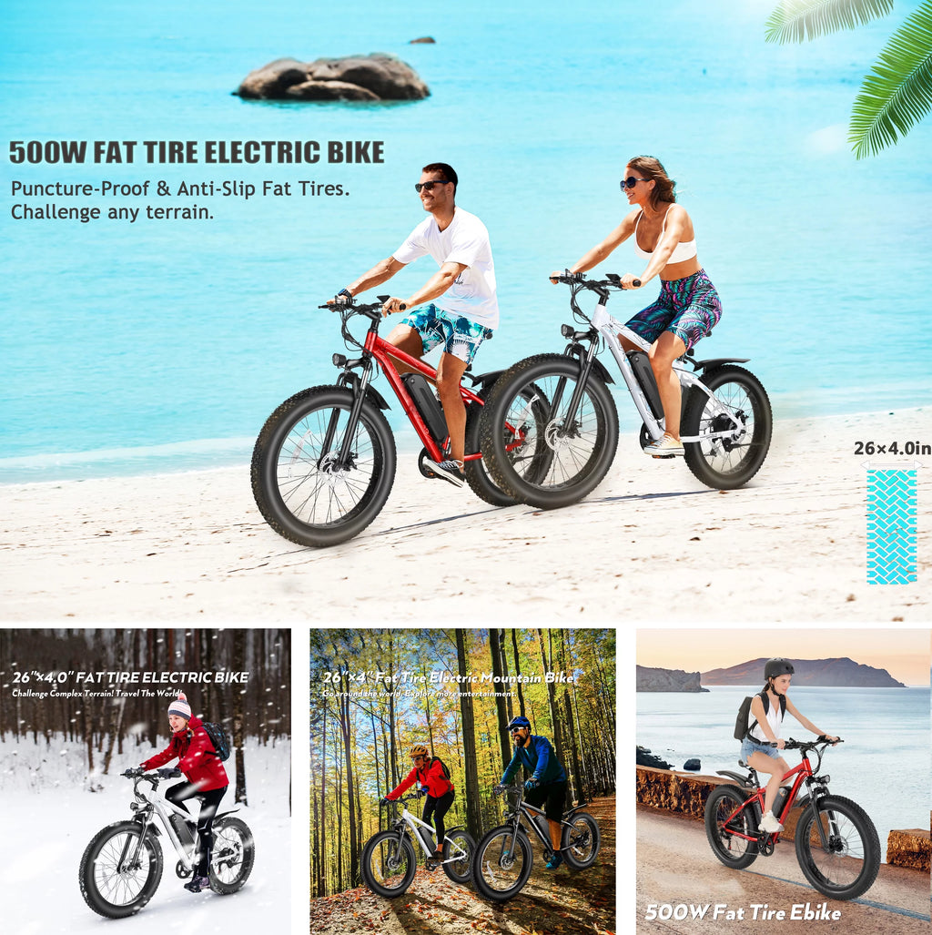 500W 26" Fat Tire Electric Mountain Bike Q587461
