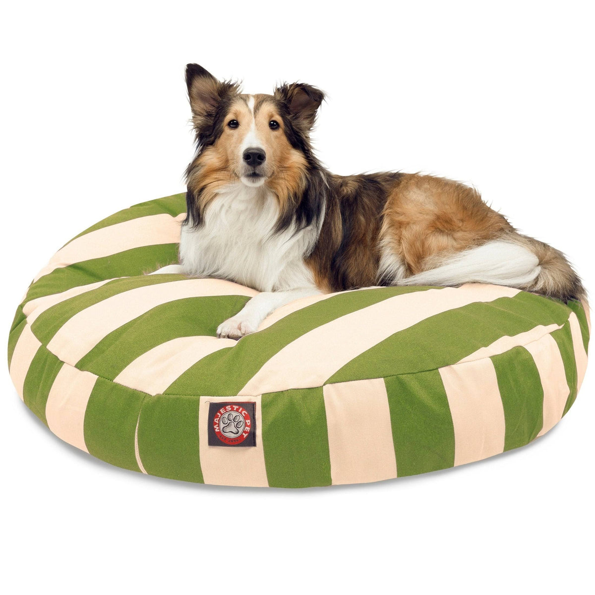 Sage Vertical Stripe Medium Round Pet Bed Y2056
