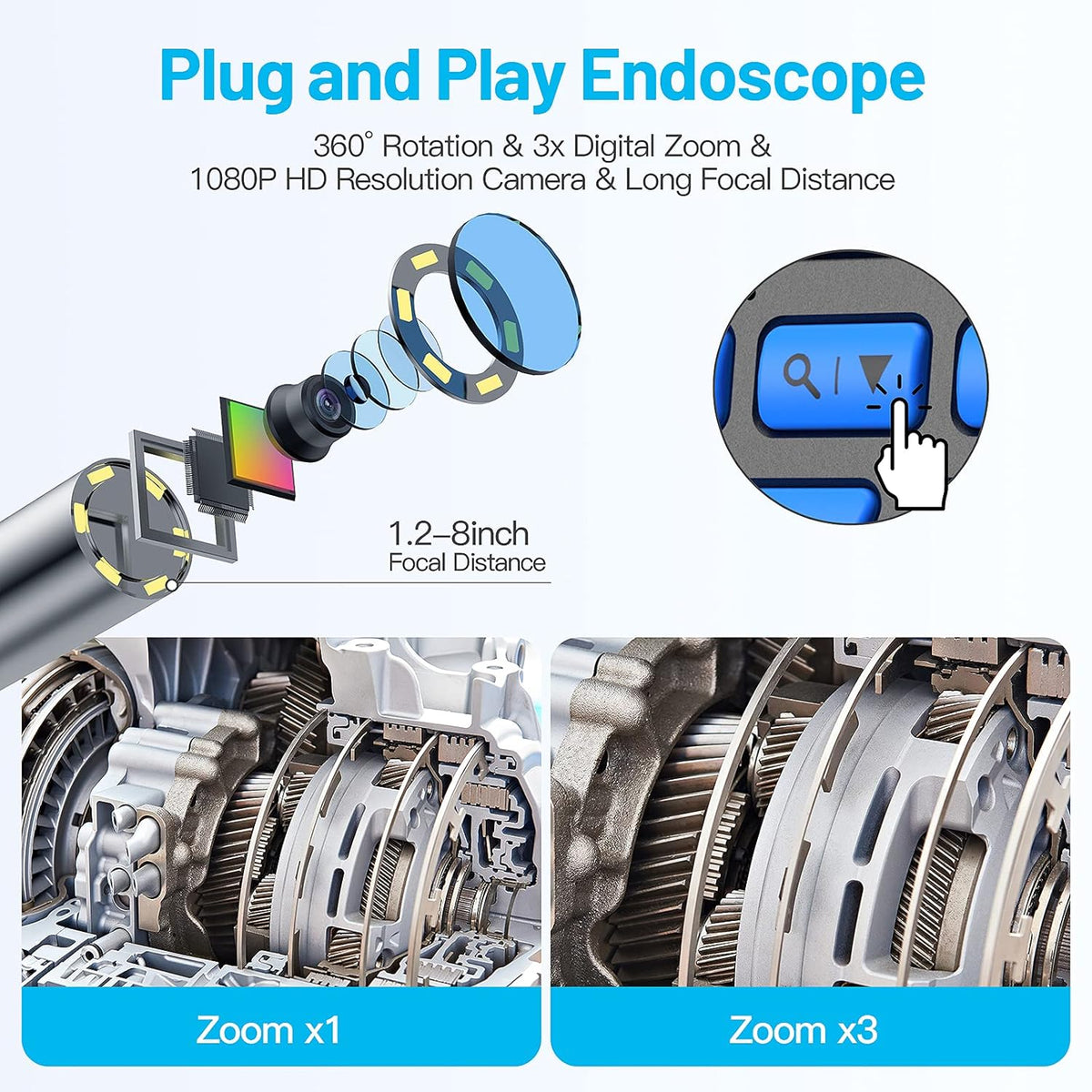 5 Big IPS Screen HD Industrial Endoscope Camera with Light, 32GB Card A9839