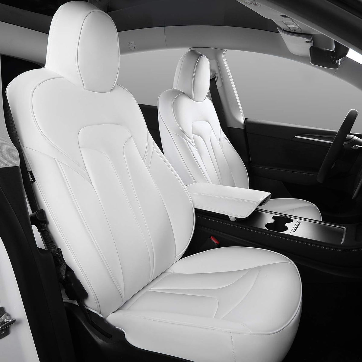 White Nappa Leather Car Seat Covers S283