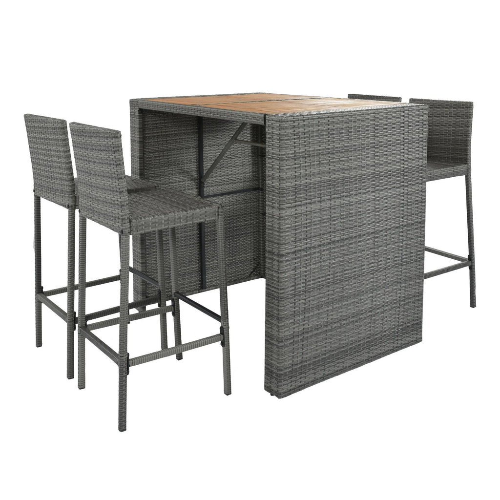 5 Piece Outdoor Rattan Dining Set with Storage Shelf Z58417