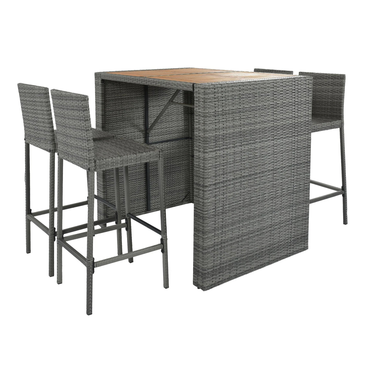5 Piece Outdoor Rattan Dining Set with Storage Shelf Z58417