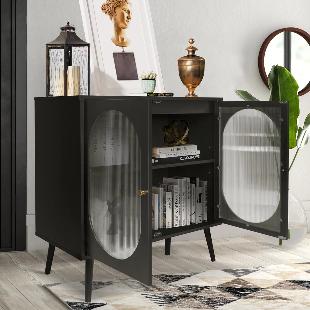Black Sideboard and Buffets with 2 Doors and Adjustable Shelves A217