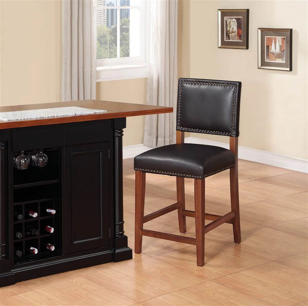 Wood Counter Stool with Black Fabric Q7658