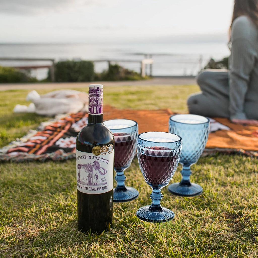 6pcs Blue Glass Goblet Wine Goblet 8 oz D878520