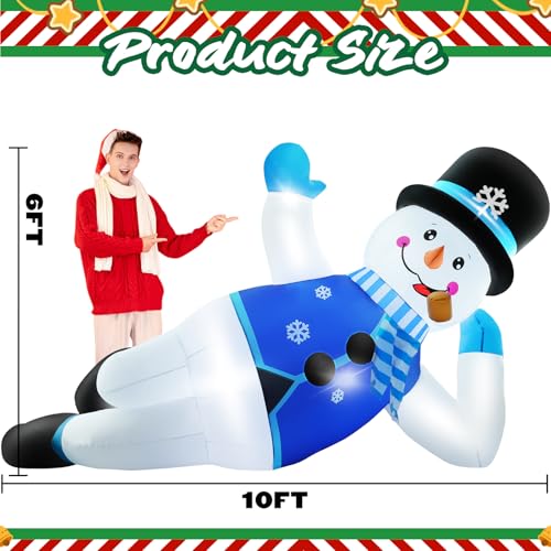 10FT Christmas Inflatables Snowman Outdoor Decorations with LED Lights W503638