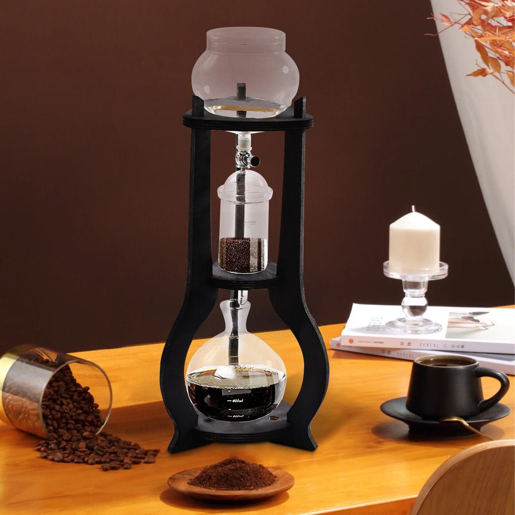 600ml Retro Manual Coffee Dripper Cold Brew Drip Tower Coffee Maker 6-8 Cup Gray A301