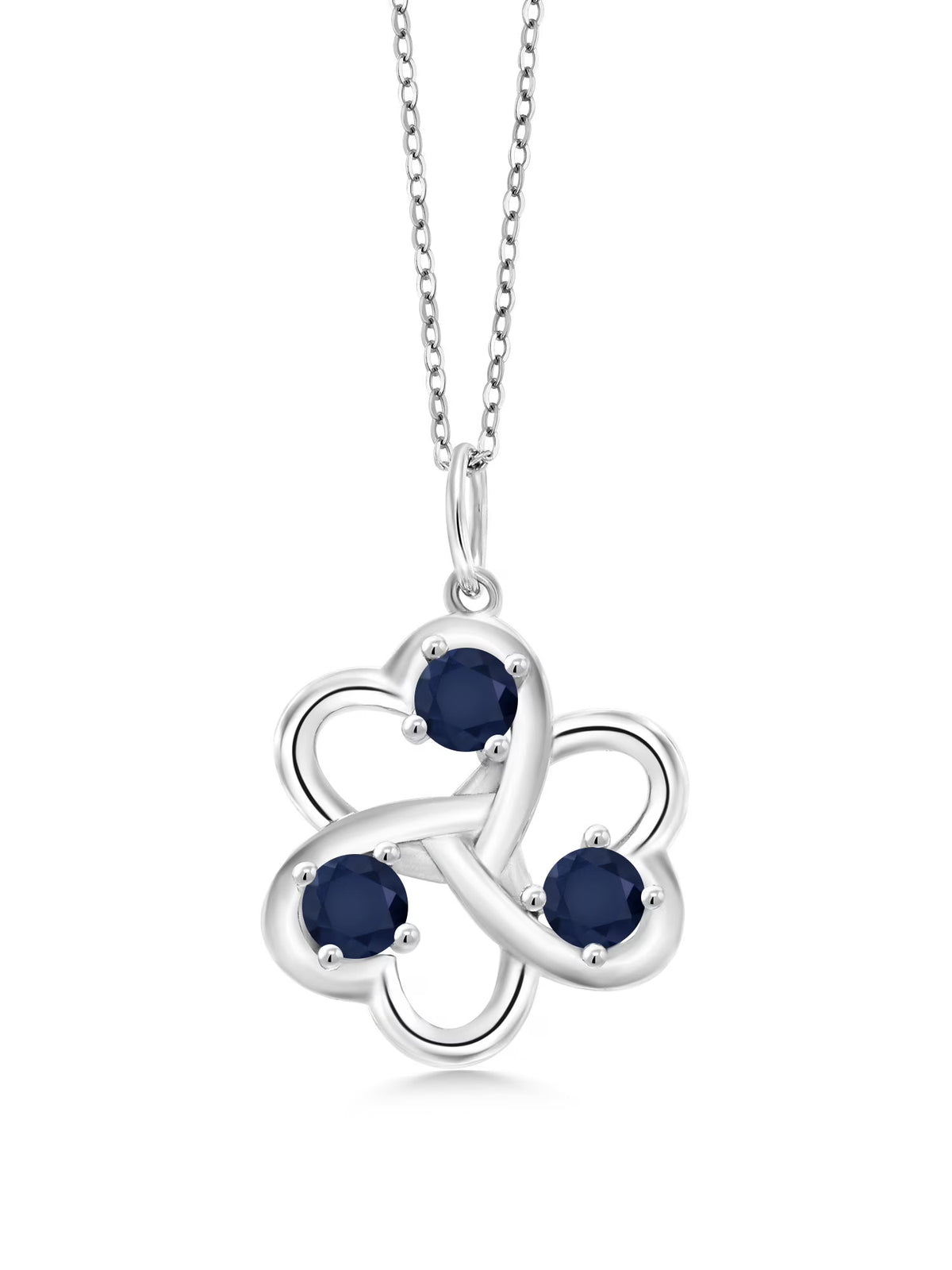 925 Sterling Silver Blue Sapphire Pendant With Chain Z222