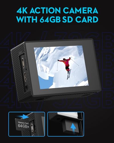 4K Waterproof Action Camera with 64G SD Card V603