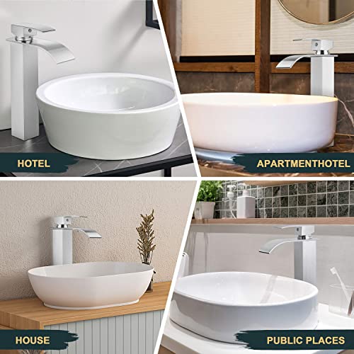 Brushed Nickel Stainless Steel Waterfall Single Handle Vessel Sink Faucet G612