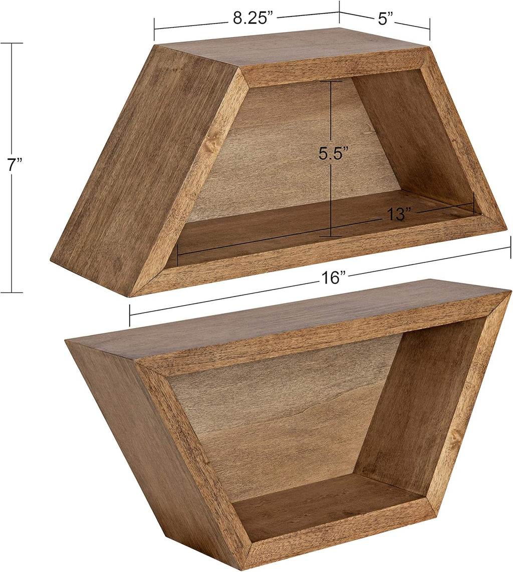 Rustic Brown Set of 2 Wood Shelves Y180
