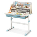 Pink Kids Desk with 7-Level Tiltable Desktop, Height Adjustable Table with Bookshelf, Pull-Out Drawer & Pen Holder E744885