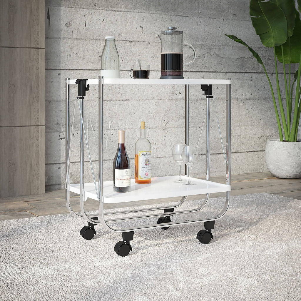 2-Tier Folding Bar Cart Black/Chrome C88462