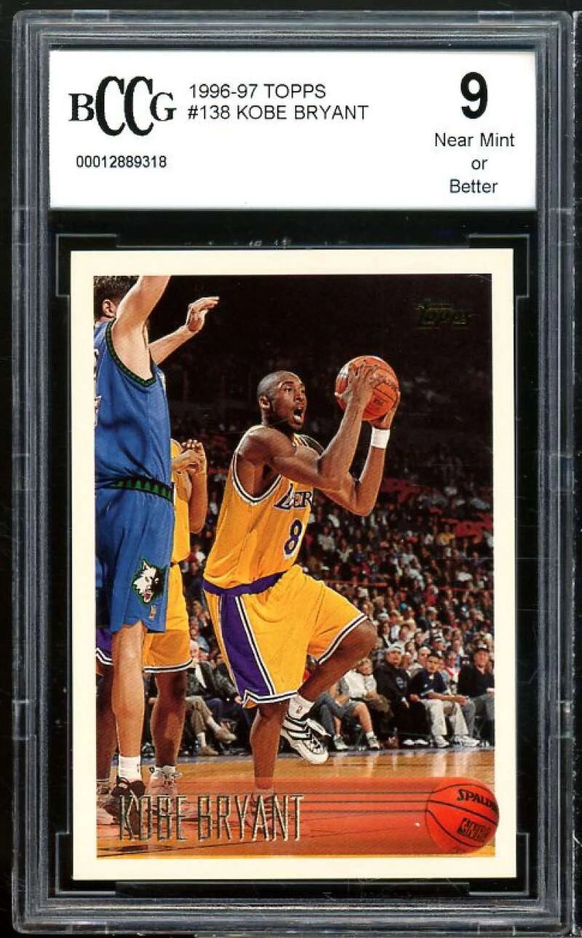 1996-97 Topps #138 Kobe Bryant Rookie Card BGS BCCG 9 Near Mint+ B8038