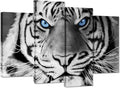 4 Panel Black And White Tiger Canvas Wall Art Stretched And Framed K7140