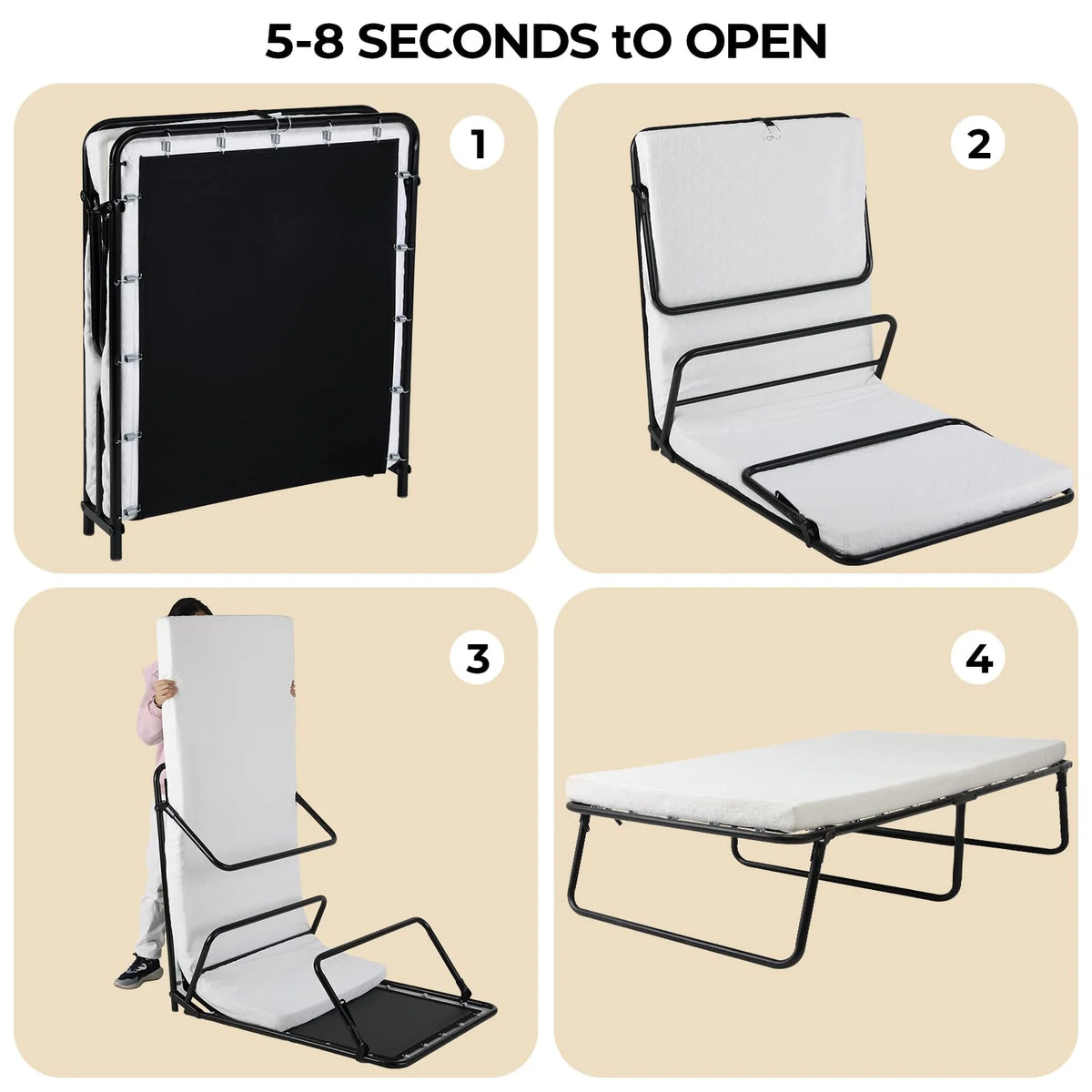 Folding Bed with Memory Foam Mattress V502