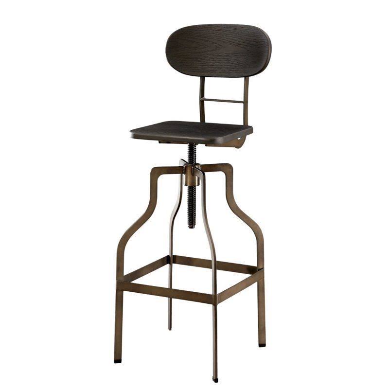Dark Brown Adjustable Swivel Bar Stool U91478