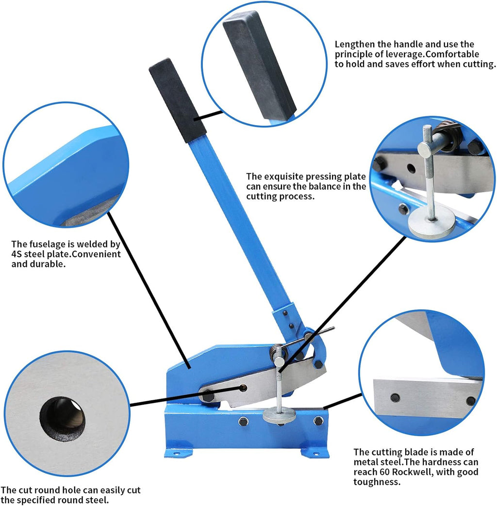 Hand Plate Shear, Manual Metal Cutter, Cutting Thickness 6mm Max, Benchtop for Carbon Steel Plates F743