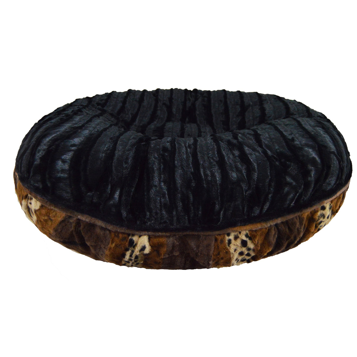 Black Puma Extra Plush Faux Fur Bagel Pet Bed J560389