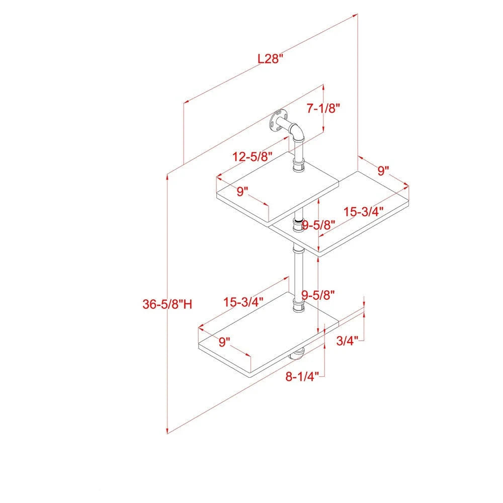 3-Tier Floating Wall Shelf S46184