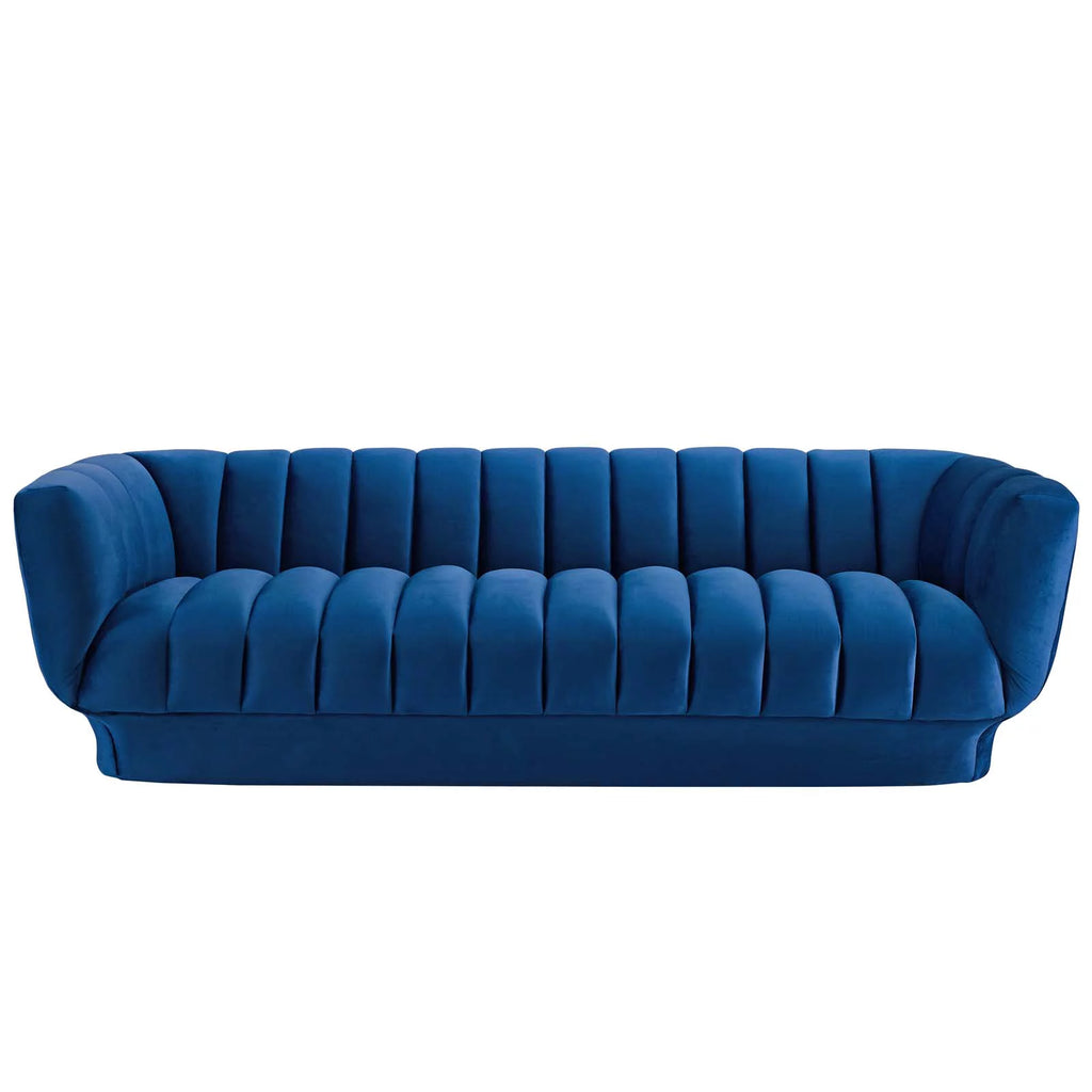 Navy Vertical Channel Tufted Velvet Sofa K62812
