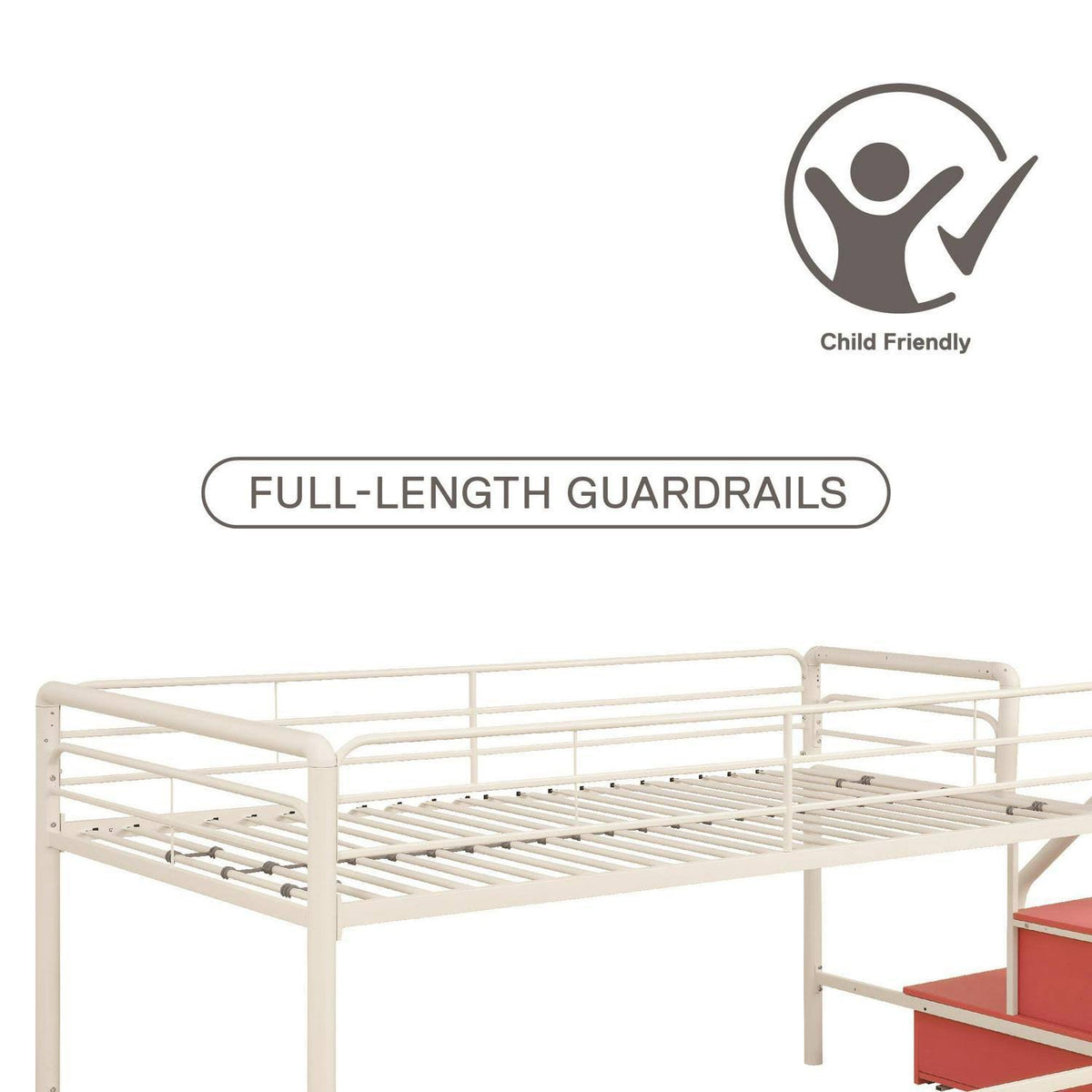 Black Junior Twin Loft Bed with Storage Steps C5921