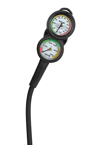 Black/Red Console 3 Pressure Gauge with Depth & Compass X994620