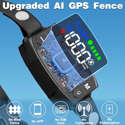 Wireless Dog Fence System, Rechargeable IPX6 Waterproof Collar, 33Yd-1000Yd Range C5773