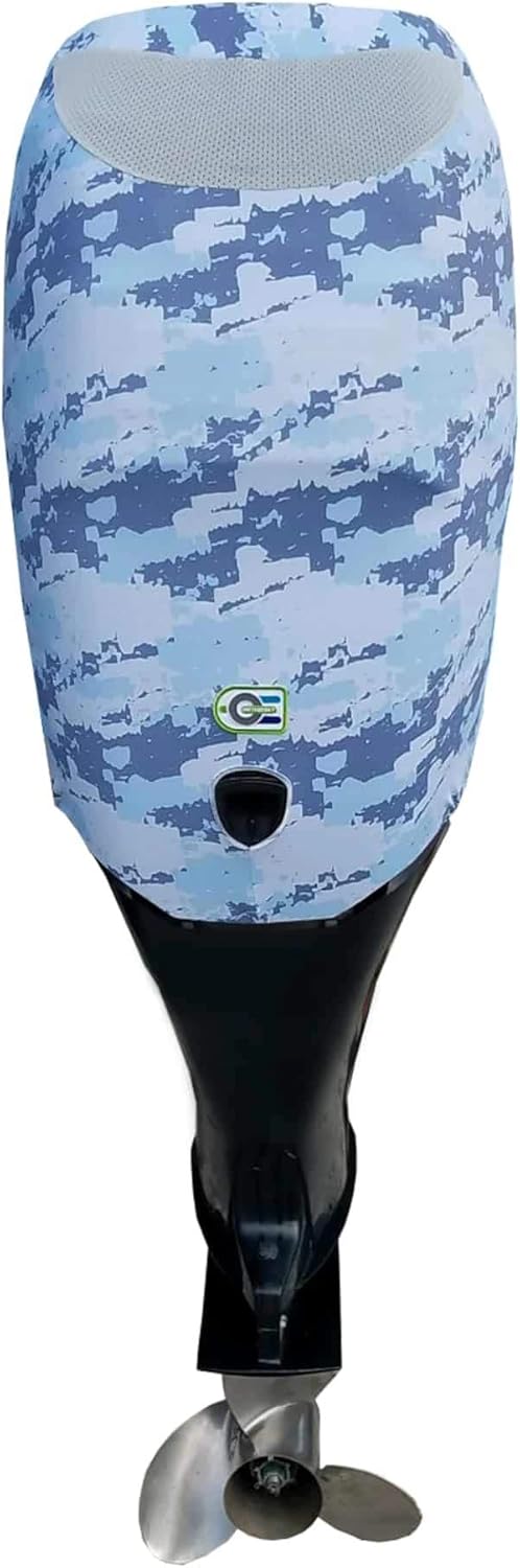 Blue Digital Camo Outboard Motor Cover S475