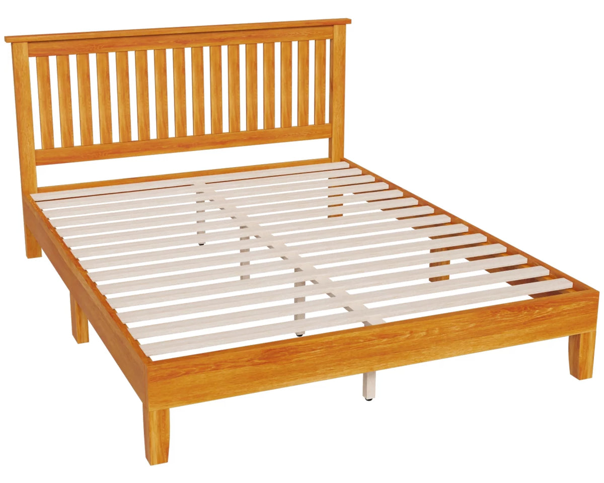 Queen Size Bed Frame with Headboard Wood Slats B76346