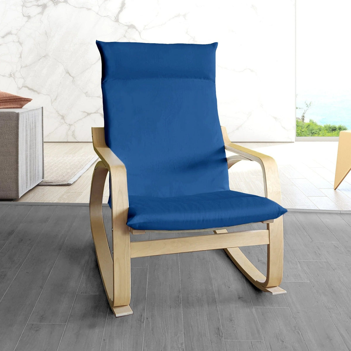 Navy Blue Velvet Chair and Ottoman Covers F41785