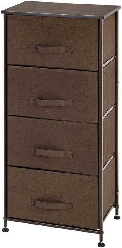 Brown 4 Drawer Dresser with Metal Frame and Wood Top X1950