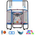 5FT Toddler Trampoline with Basketball Hoop, Swing, Adjustable Bar, Enclosure Net N159
