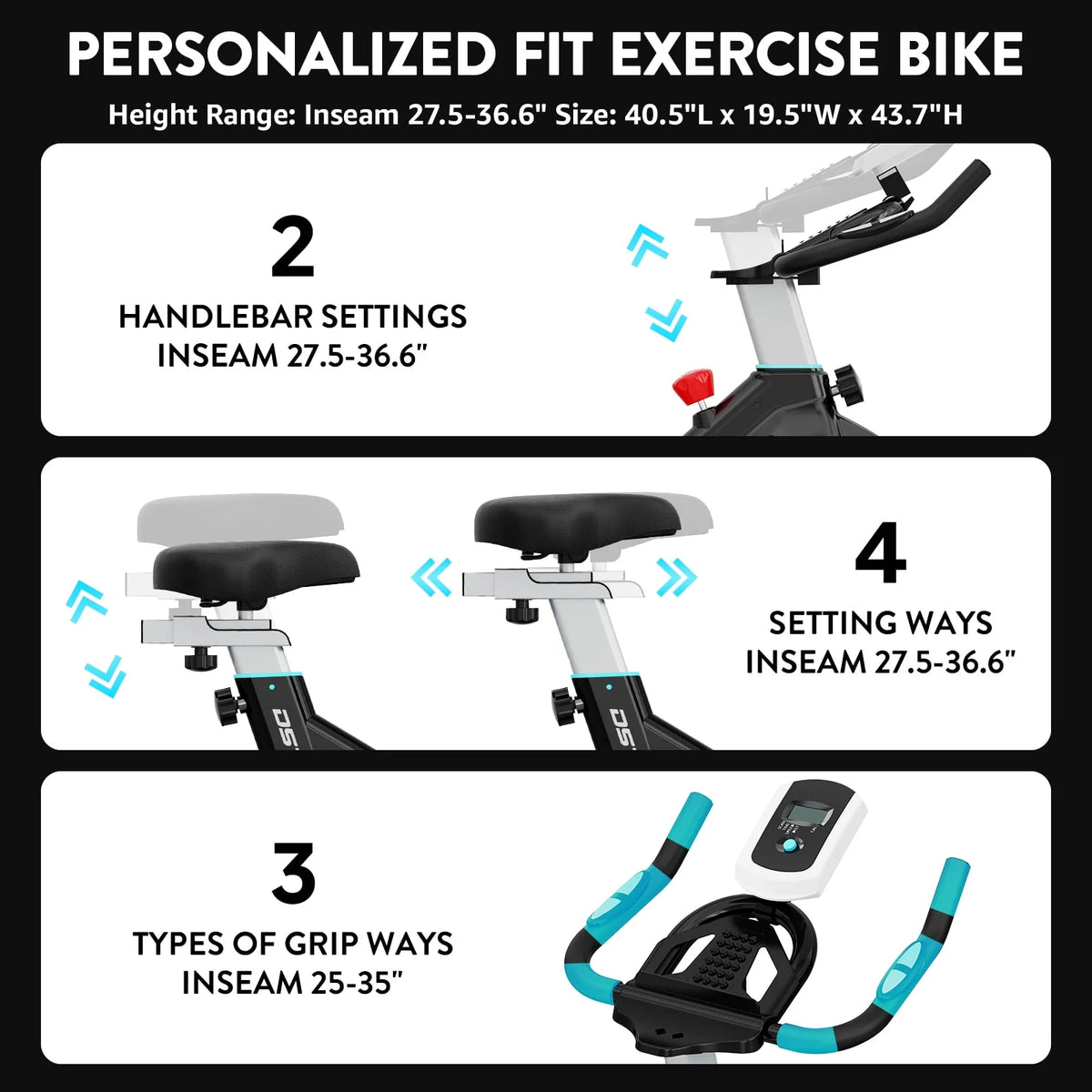 Indoor Cycling Bike Magnetic Stationary Exercise Bike 40lbs Flywheel S1300