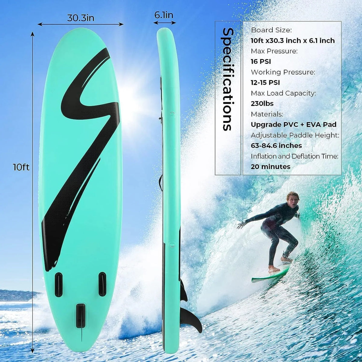 Inflatable Stand Up Paddle Board with Non-Slip Deck V4128