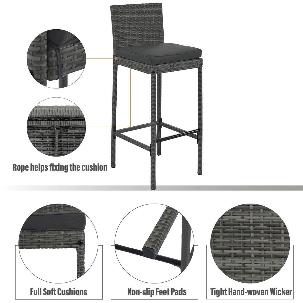 5 Piece Outdoor Rattan Dining Set with Storage Shelf Z58417
