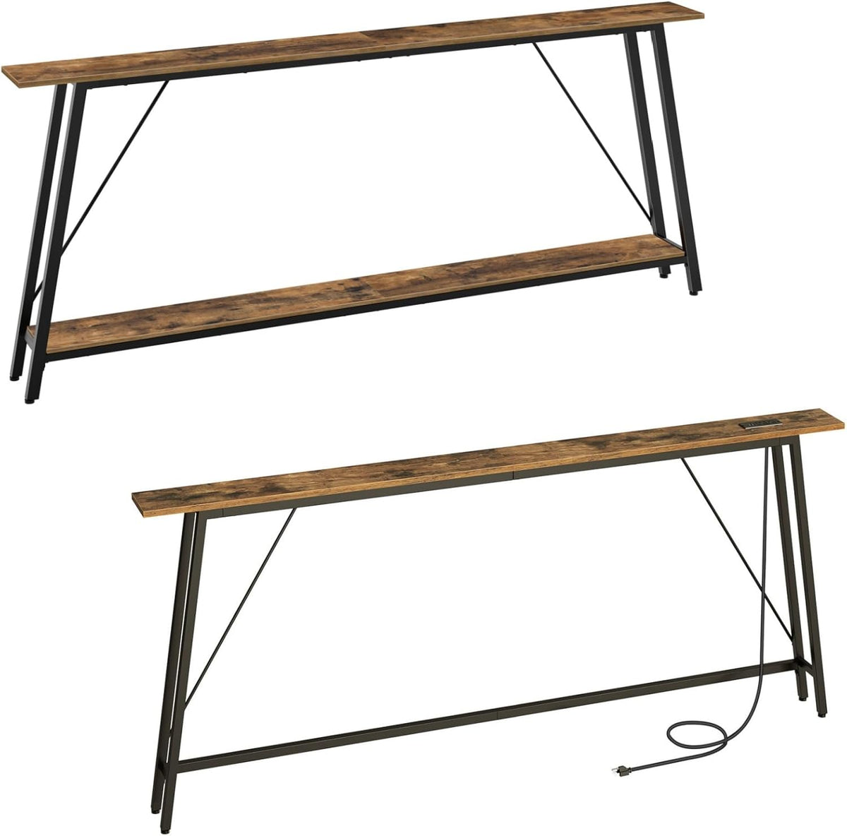 78.7" Console Table and 5.9" Skinny Console Table with Power Outlets Bundle R124042