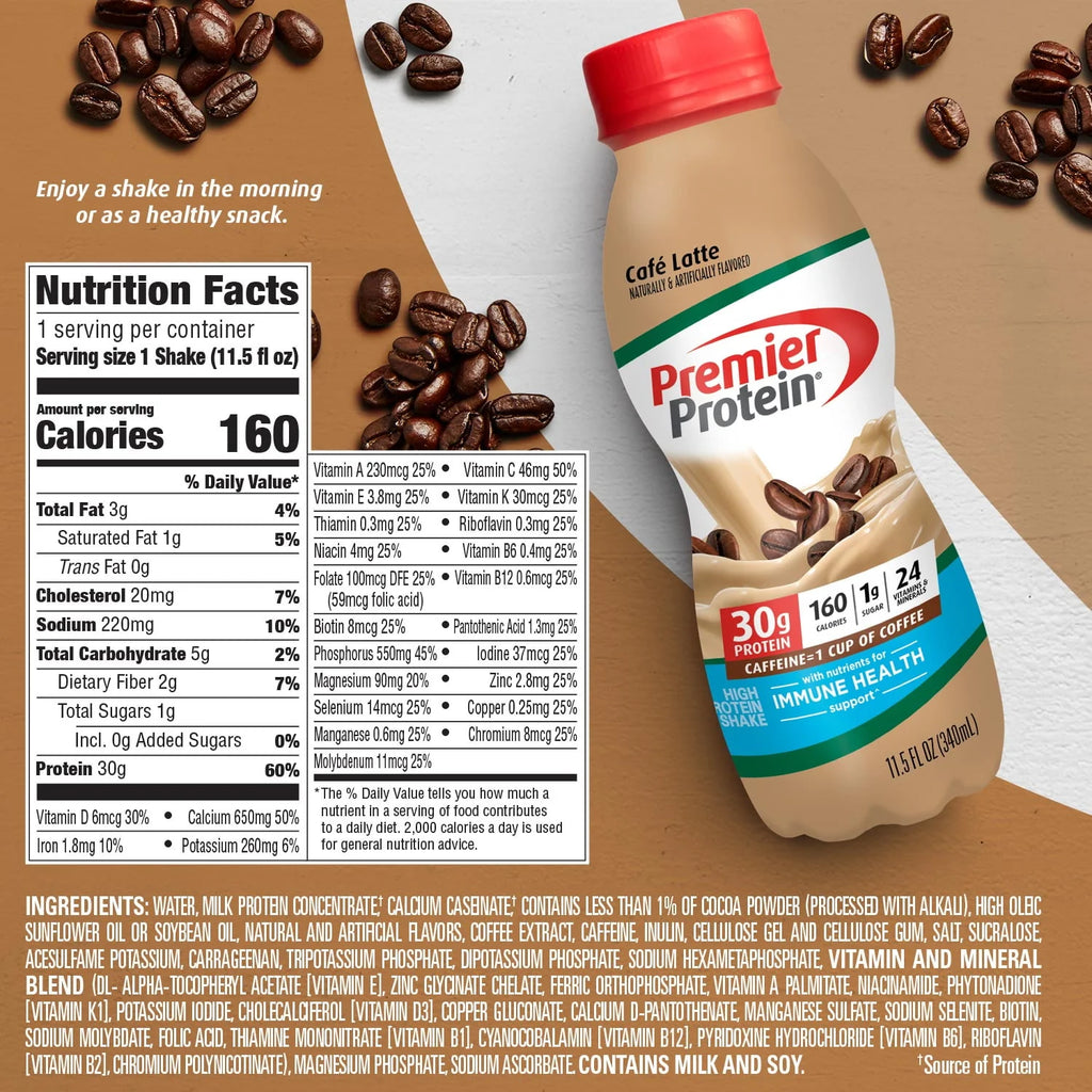 Cafe Latte Protein Shake, 30g Protein, 11.5 fl oz, 12 Ct L41914