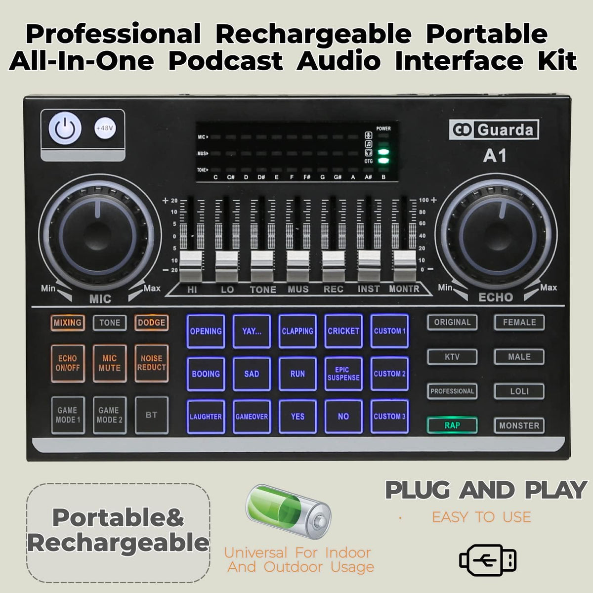 Portable ALL-IN-ONE Podcast Equipment Bundle Kit with DJ Mixer and Sound Card M90852