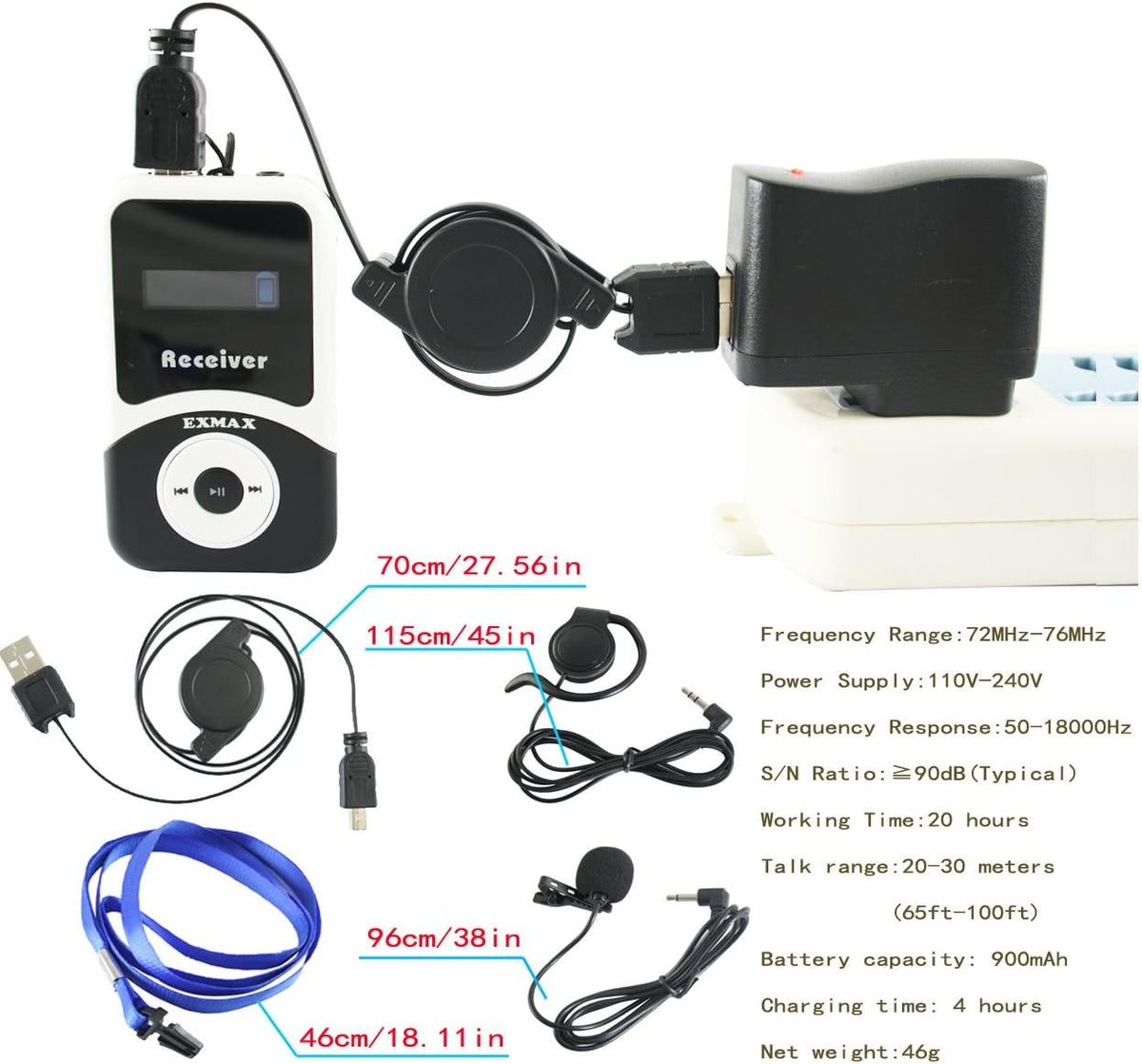 Wireless Tour Guide System Microphone Earphone Headset (1 Transmitter 10 Receivers) O8601