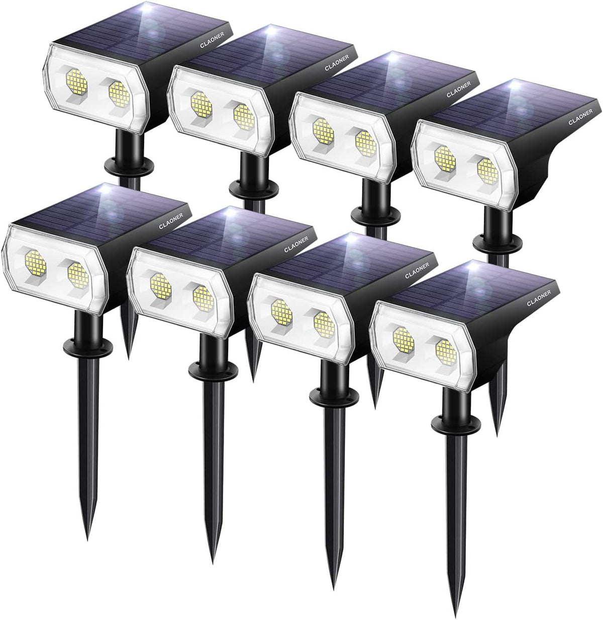 48 LEDs IP65 2 in 1 Solar Spotlights 8 Pack Cold White R27805