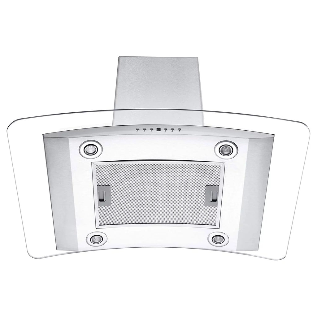36" Island Ceiling Mount Range Hood Stainless Steel Glass I556