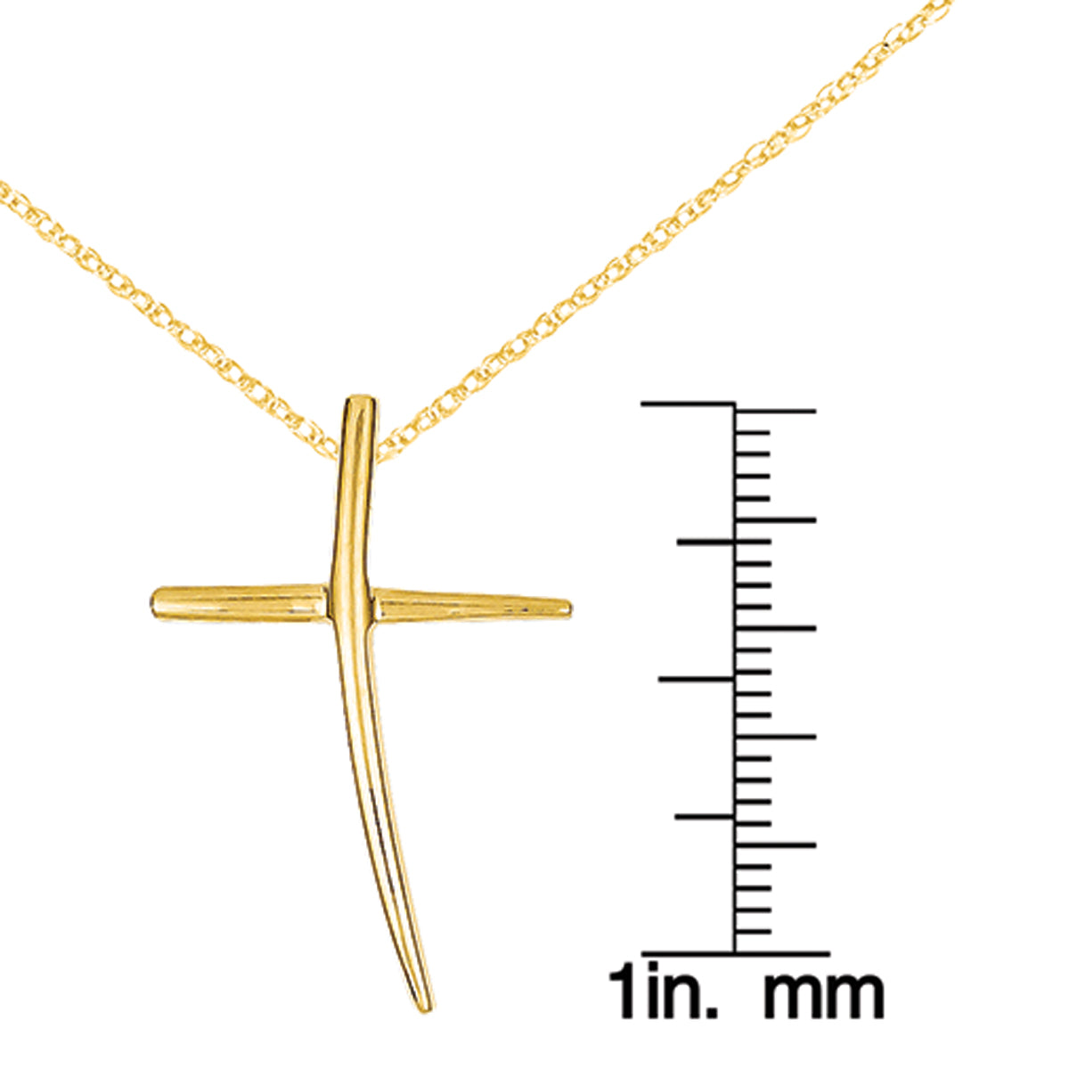 14 Karat Yellow Gold Polished Cross Pendant with 18-inch Chain R49814