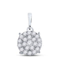 10kt White Gold Diamond Cluster Pendant 1-1/2 Cttw H3511