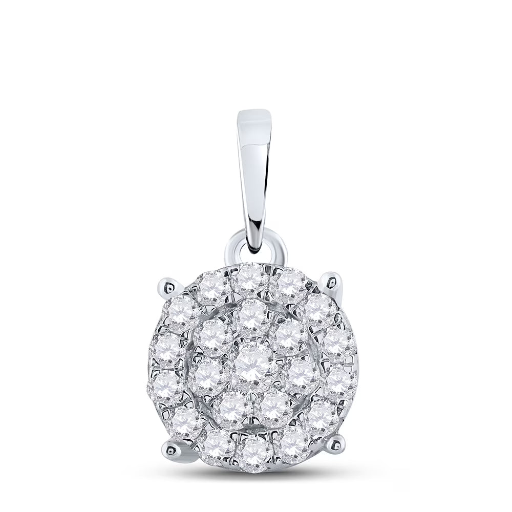 10kt White Gold Diamond Cluster Pendant 1-1/2 Cttw H3511