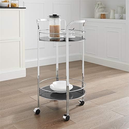 Chrome Metal and Glass Bar Cart U604